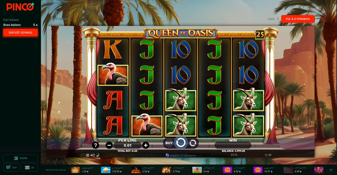 Pin Up casino oyunları və kateqoriyalar